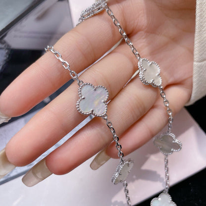 [BloomBling]CLOVER 10 MOTIFS WHITE MOTHER OF PEARL NECKLACE