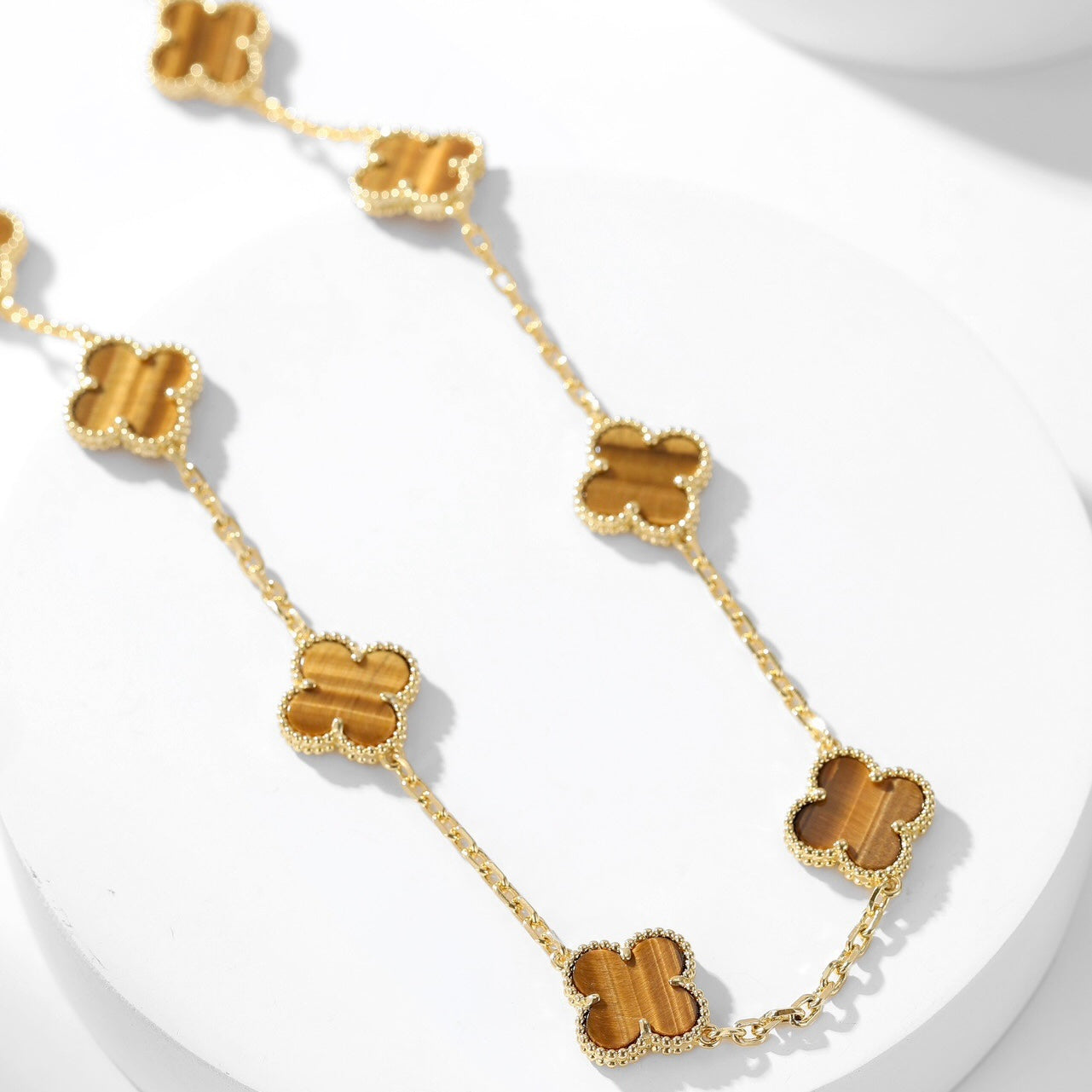 [BloomBling]CLOVER 10 MOTIFS TIGER EYE NECKLACE