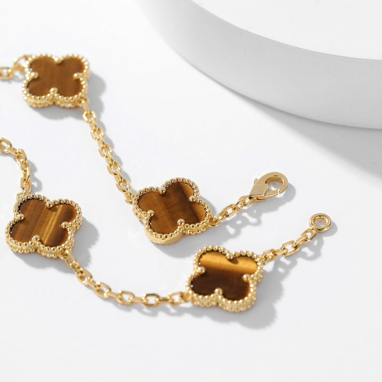 [BloomBling]CLOVER 10 MOTIFS TIGER EYE NECKLACE