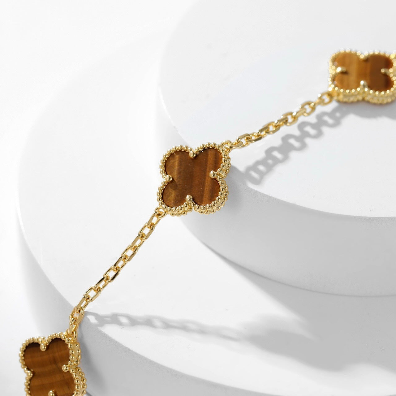 [BloomBling]CLOVER 10 MOTIFS TIGER EYE NECKLACE
