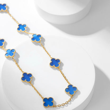 [BloomBling]CLOVER 10 MOTIFS BLUE AGATE NECKLACE