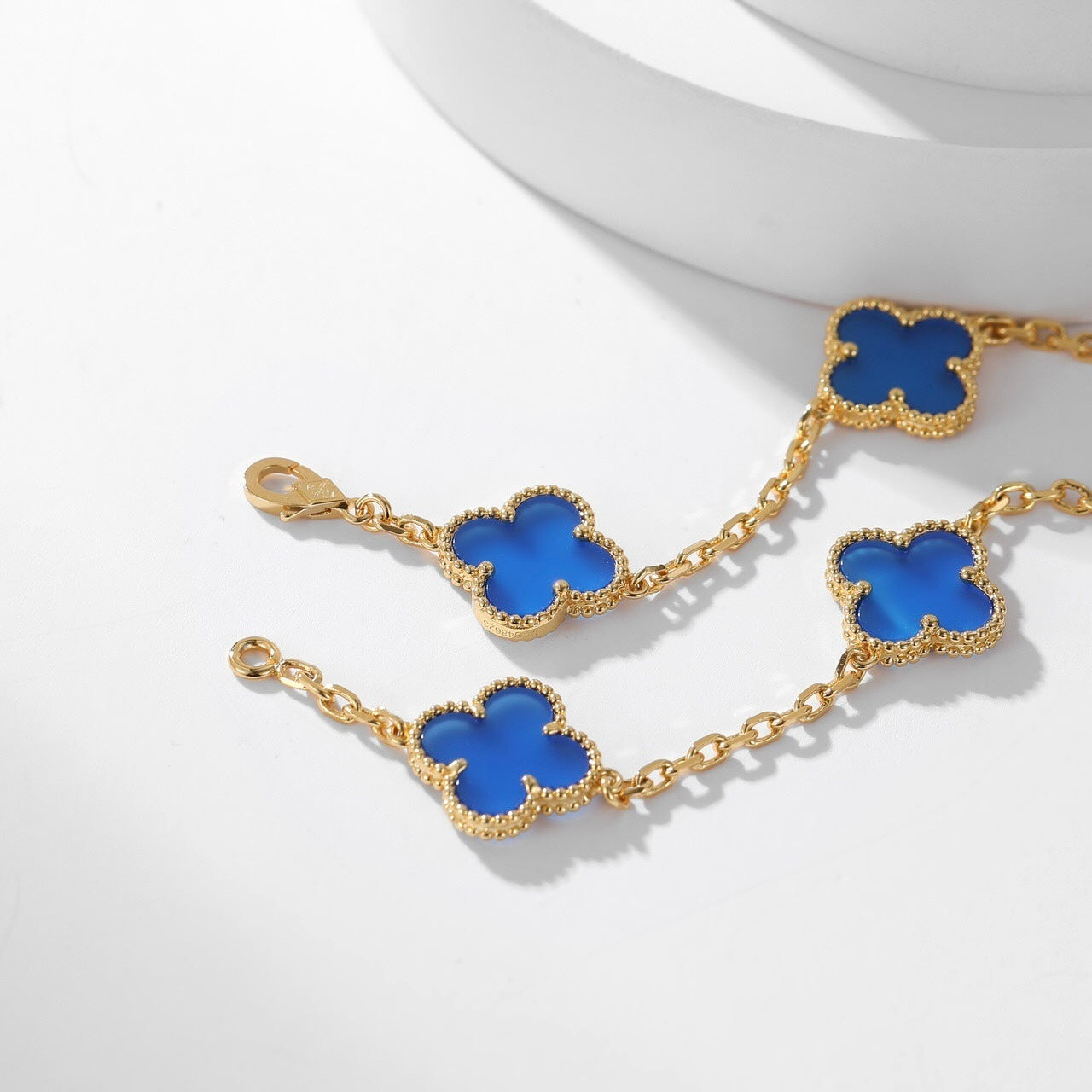 [BloomBling]CLOVER 10 MOTIFS BLUE AGATE NECKLACE