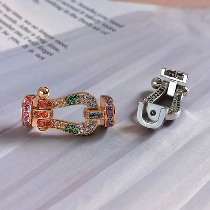 [BloomBling]FORCE LARGE HORSESHOE  COLORED DIAMOND BRACELET ROSE GOLD