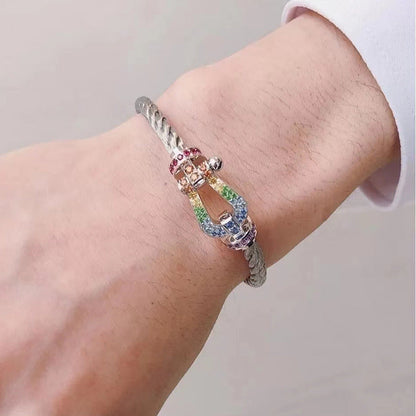 [BloomBling]FORCE LARGE HORSESHOE  COLORED DIAMOND BRACELET ROSE GOLD