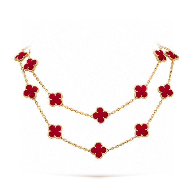 [BloomBling]CLOVER 20 MOTIFS CARNELIAN NECKLACE