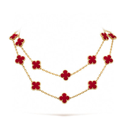 [BloomBling]CLOVER 20 MOTIFS CARNELIAN NECKLACE