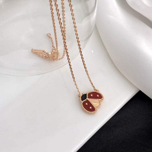 [BloomBling]LUCKY  CARNELIANS LADYBUG NECKLACE
