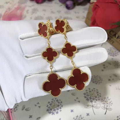 [BloomBling]CLOVER 3 MOTIF CARNELIAN DROP EARRINGS