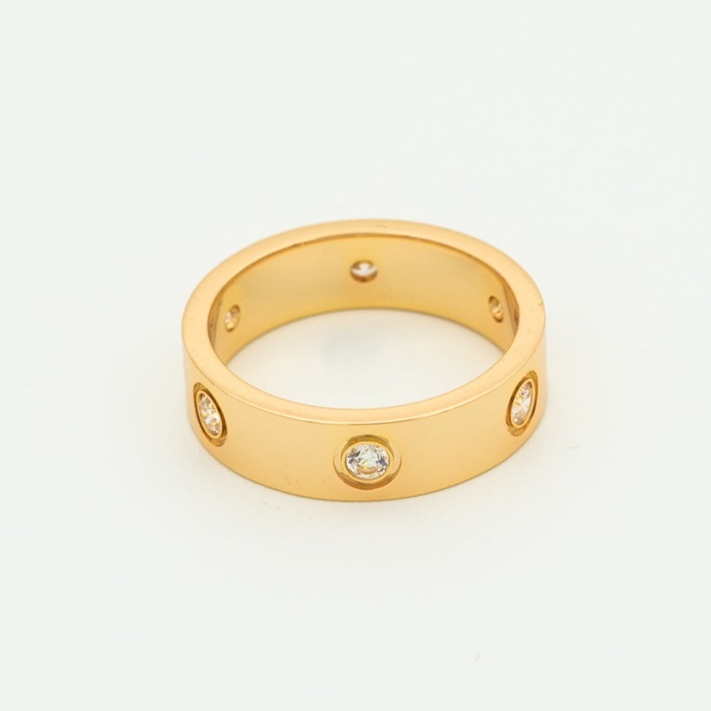 [BloomBling]LOVE RING 5.5MM 6 DIAMONDS PINK GOLD