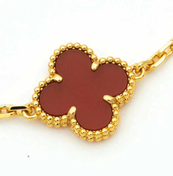 [BloomBling]CLOVER  5 MOTIFS CARNELIAN GOLD BRACELET