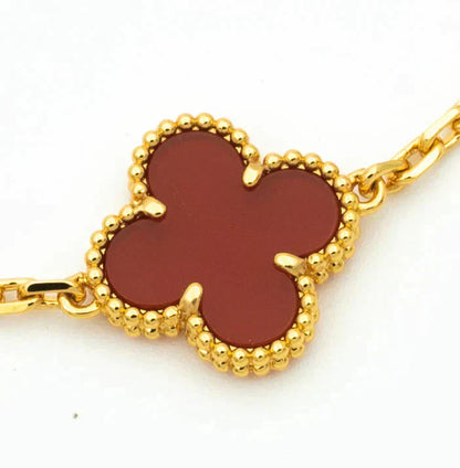 [BloomBling]CLOVER  5 MOTIFS CARNELIAN GOLD BRACELET