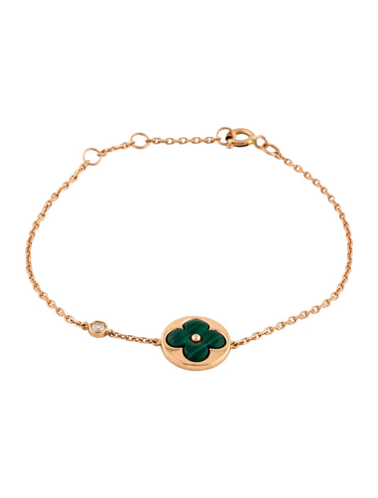 [BloomBling]SUN MALACHITE 1 DIAMOND PINK GOLD BRACELET