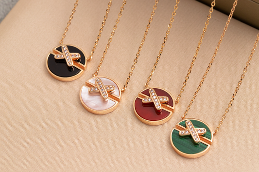 [BloomBling]JEUX DE PINK GOLD DIAMOND NECKLACE