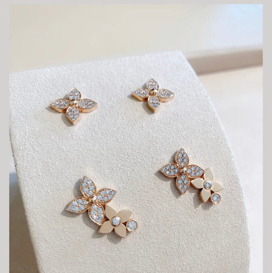 [BloomBling]STAR BLOSSOM STUD EARRINGS PINK GOLD DIAMONDS
