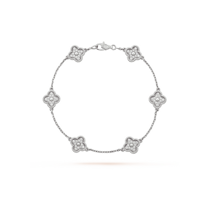 [BloomBling]CLOVER 6 MOTIF SILVER DIAMOND BRACELET