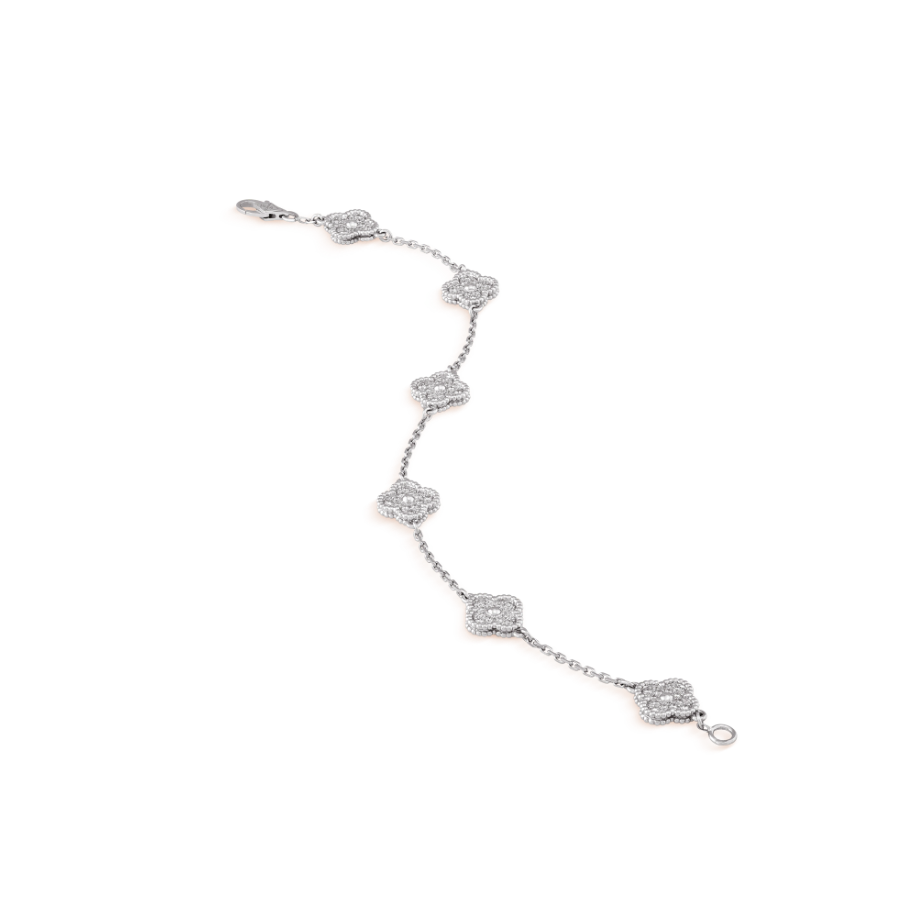 [BloomBling]CLOVER 6 MOTIF SILVER DIAMOND BRACELET