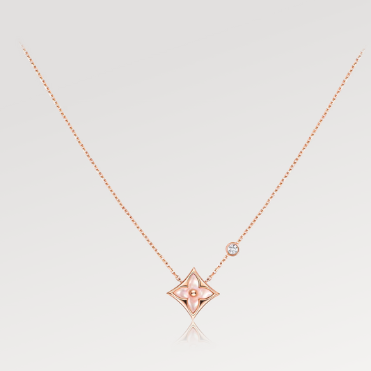 [BloomBling]STAR PINK MOP 1 DIAMOND PINK GOLD NECKLACE