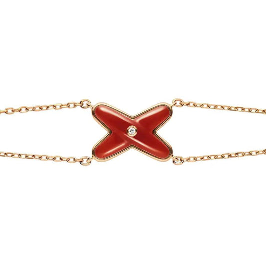 [BloomBling]JEUX BRACELET CARNELIAN PINK GOLD 1 DIAMOND