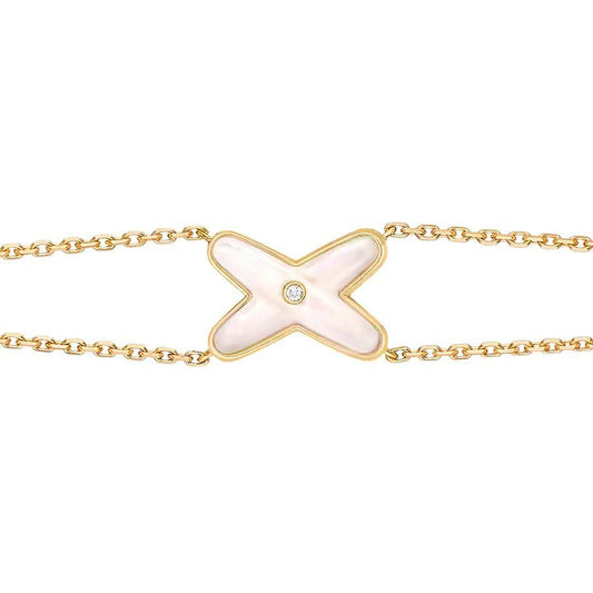 [BloomBling]JEUX BRACELET WHITE MOP GOLD 1 DIAMOND