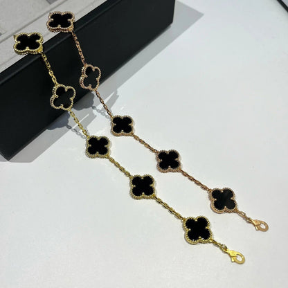 [BloomBling]CLOVER  5 MOTIFS BLACK ONYX BRACELET