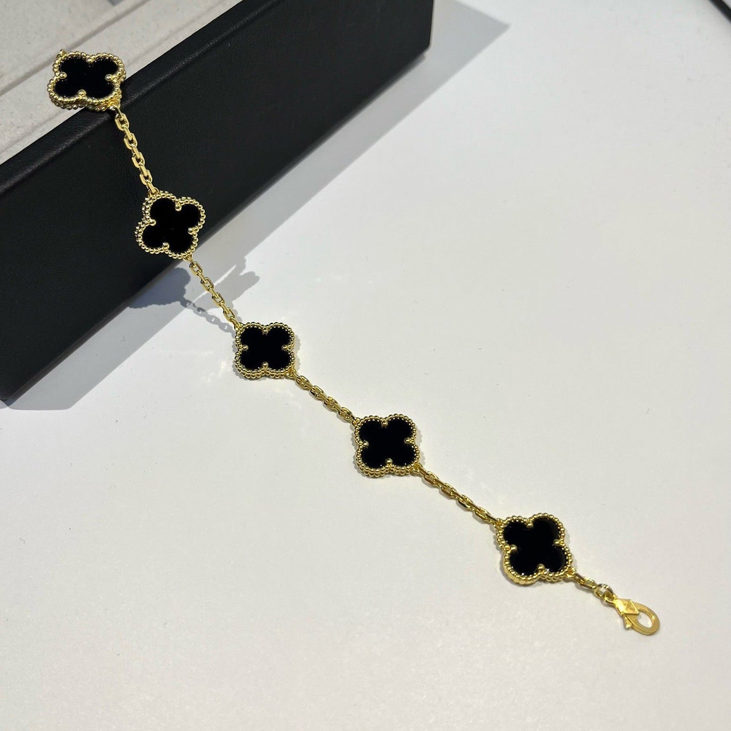 [BloomBling]CLOVER  5 MOTIFS BLACK ONYX BRACELET
