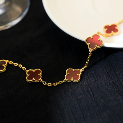 [BloomBling]CLOVER 5 MOTIFS RED AGATE  BRACELET