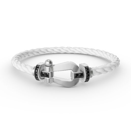 [BloomBling]FORCE LARGE HORSESHOE BLACK DIAMOND BRACELET SILVER