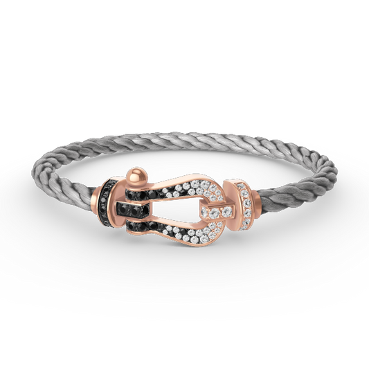 [BloomBling]FORCE LARGE HORSESHOE BLACK WHITE DIAMOND BRACELET ROSE GOLD