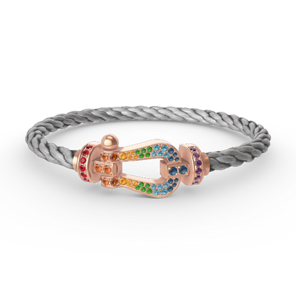 [BloomBling]FORCE LARGE HORSESHOE  COLORED DIAMOND BRACELET ROSE GOLD