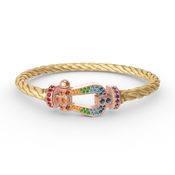 [BloomBling]FORCE LARGE HORSESHOE  COLORED DIAMOND BRACELET ROSE GOLD