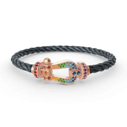 [BloomBling]FORCE LARGE HORSESHOE  COLORED DIAMOND BRACELET ROSE GOLD