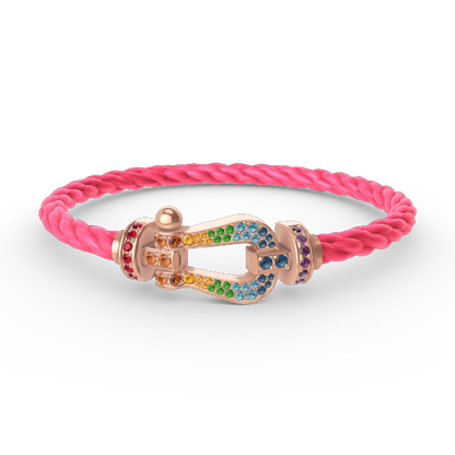 [BloomBling]FORCE LARGE HORSESHOE  COLORED DIAMOND BRACELET ROSE GOLD
