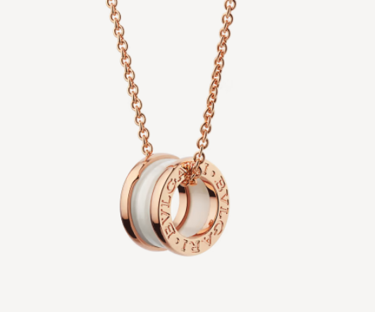 [BloomBling]ZERO 1 WHITE CERAMIC PINK GOLD NECKLACE