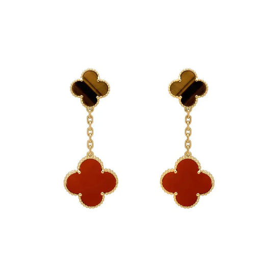 [BloomBling]CLOVER  2 MOTIF  TIGER EYE CARNELIAN EARRINGS