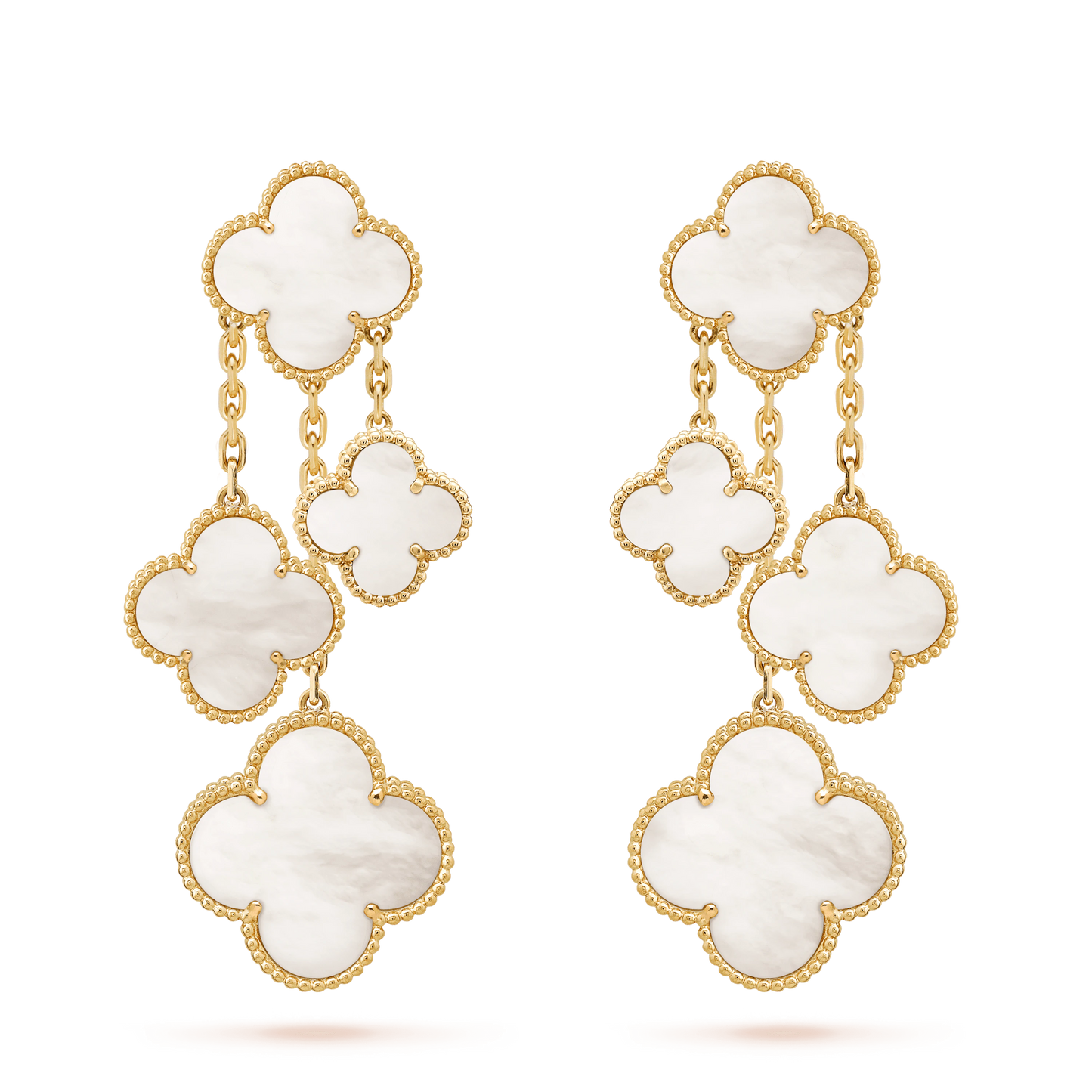 [BloomBling]CLOVER EARRINGS WHITE MOP 4 MOTIFS GOLD