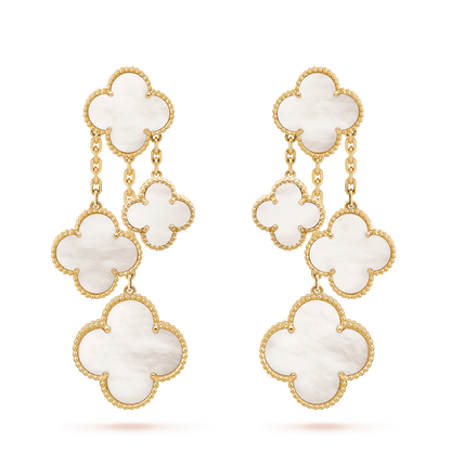 [BloomBling]CLOVER EARRINGS WHITE MOP 4 MOTIFS GOLD