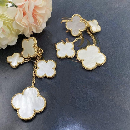 [BloomBling]CLOVER EARRINGS WHITE MOP 4 MOTIFS GOLD