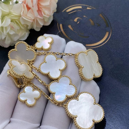 [BloomBling]CLOVER EARRINGS WHITE MOP 4 MOTIFS GOLD