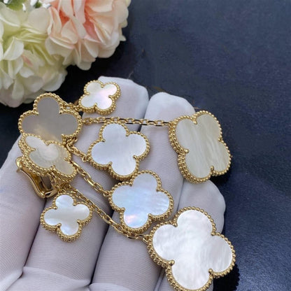 [BloomBling]CLOVER EARRINGS WHITE MOP 4 MOTIFS GOLD