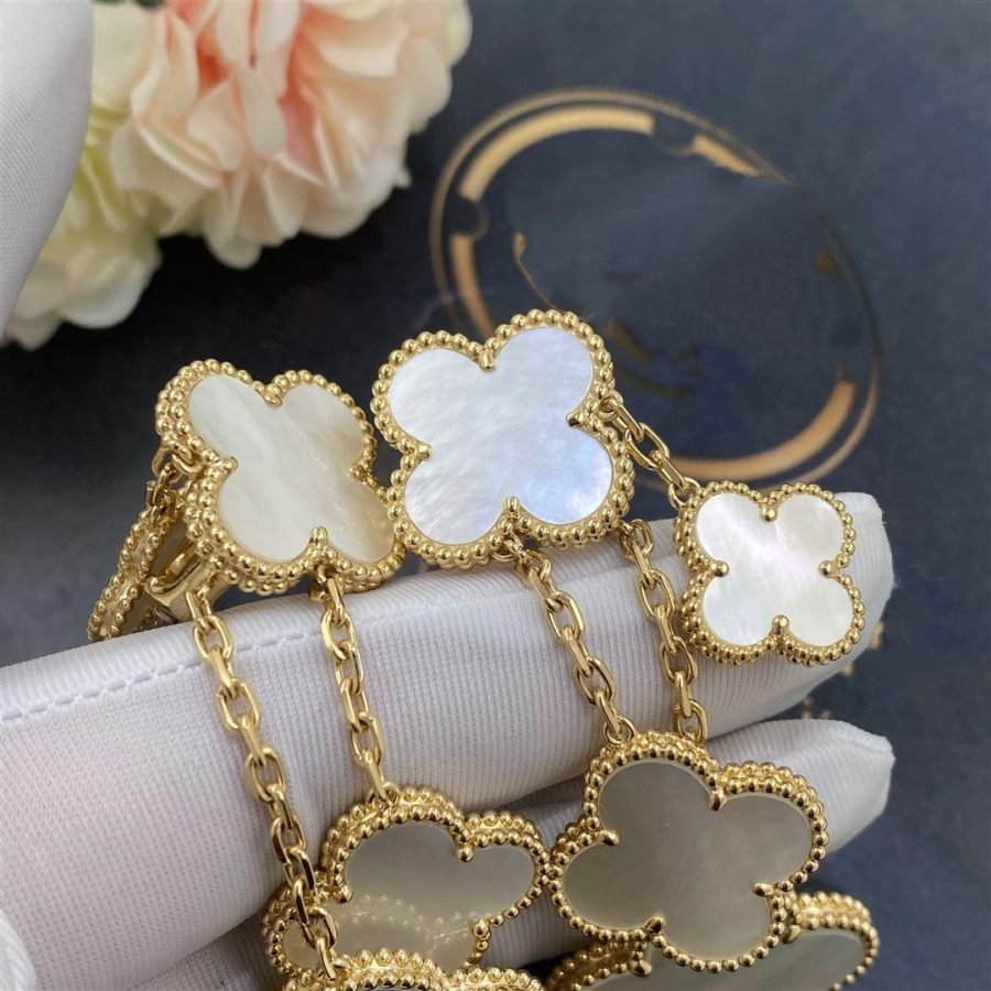 [BloomBling]CLOVER EARRINGS WHITE MOP 4 MOTIFS GOLD