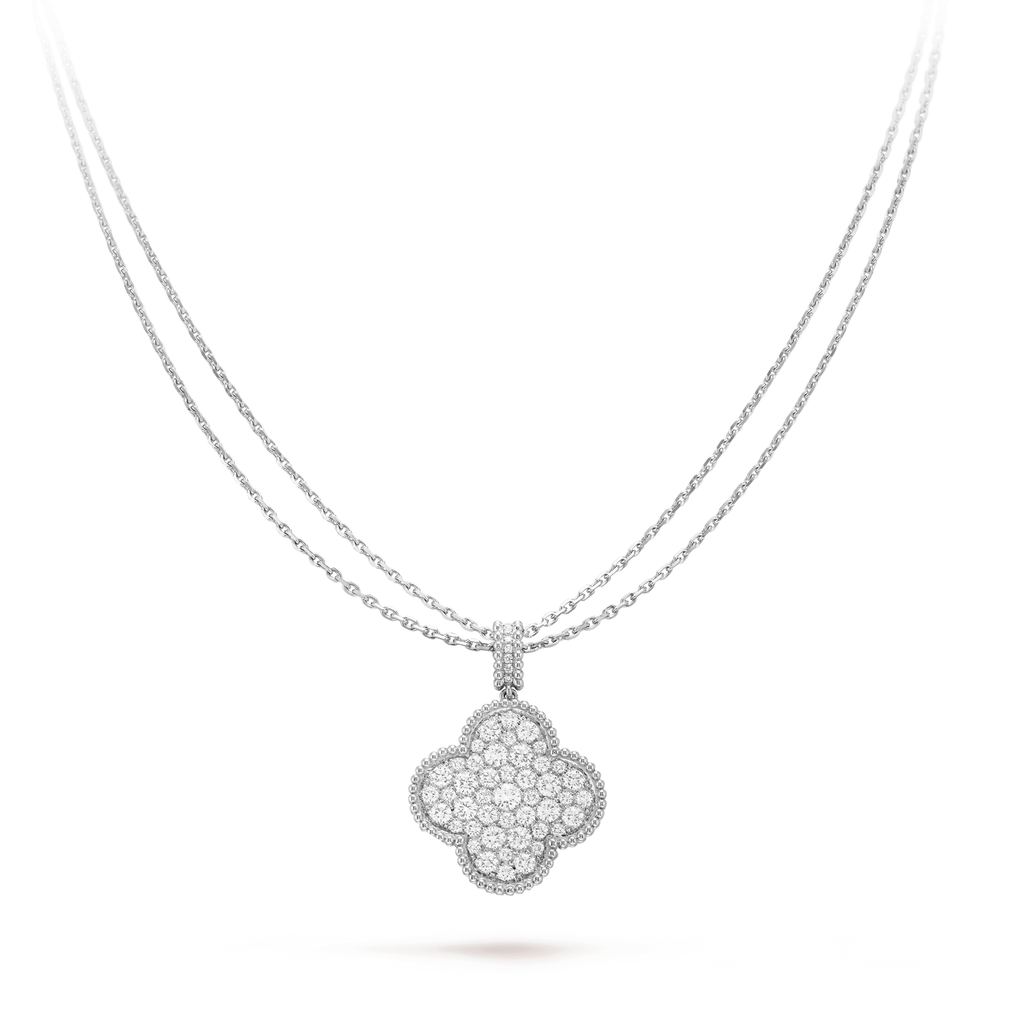 [BloomBling]CLOVER 25MM SILVER FULL DIAMOND BIG CLOVER NECKLACE