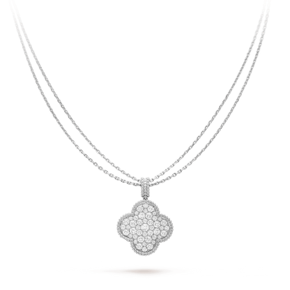 [BloomBling]CLOVER 25MM SILVER FULL DIAMOND BIG CLOVER NECKLACE