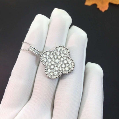 [BloomBling]CLOVER 25MM SILVER FULL DIAMOND BIG CLOVER NECKLACE