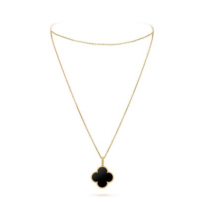 [BloomBling]CLOVER 25MM GOLD ONYX BIG CLOVER NECKLACE