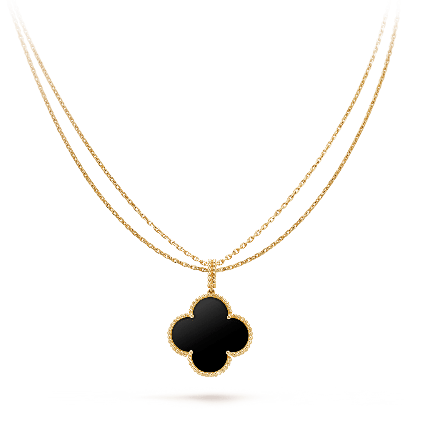 [BloomBling]CLOVER 25MM GOLD ONYX BIG CLOVER NECKLACE