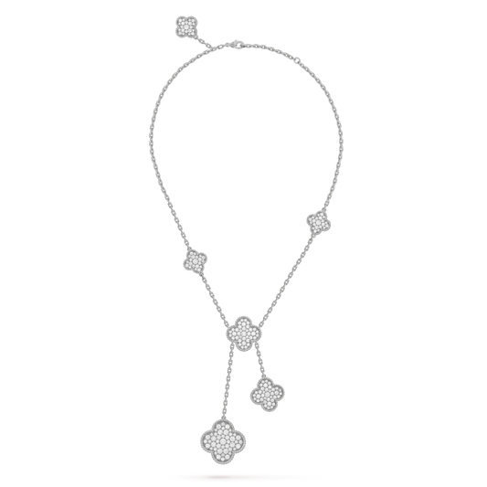[BloomBling]CLOVER 5 MOTIFS SILVER DIAMONDS NECKLACE
