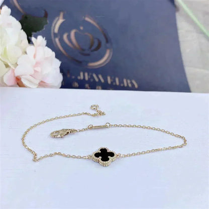 [BloomBling]CLOVER ONYX SINGLE FLOWER BRACELET