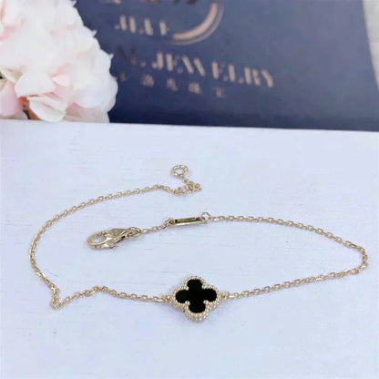 [BloomBling]CLOVER ONYX SINGLE FLOWER BRACELET