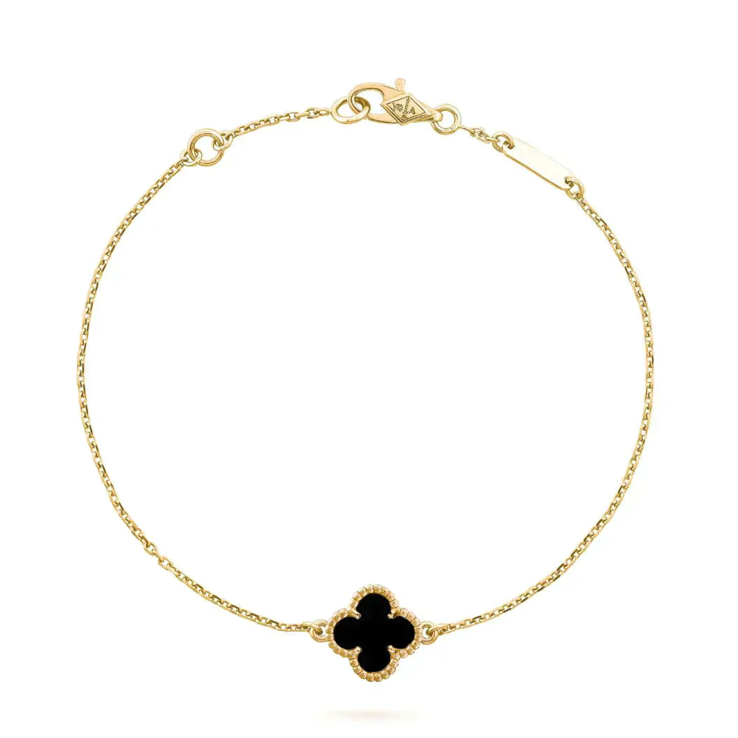 [BloomBling]CLOVER ONYX SINGLE FLOWER BRACELET