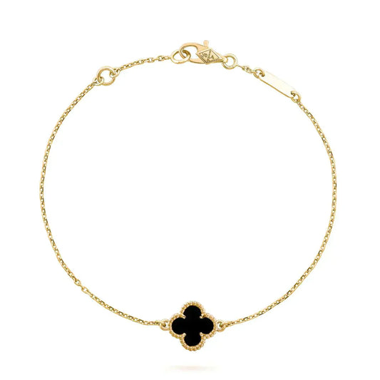 [BloomBling]CLOVER ONYX SINGLE FLOWER BRACELET